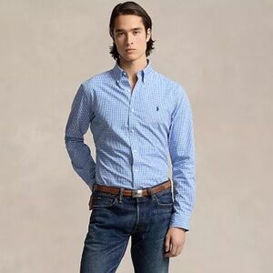 Polo Ralph Lauren Shirt Mens XL Blue Big Poplin Custom Slim Fit Mesh Polo NWT